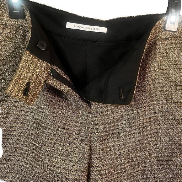 Diane Von Furstenberg Tweed Dress Pants Womens Brown Straight Leg‎ Career Work - Picture 3 of 12